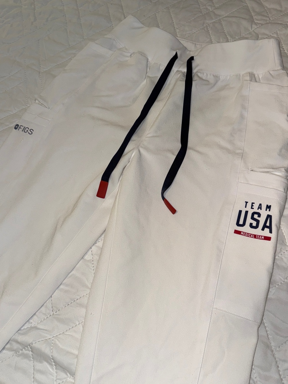 FIGS X Team USA Optic White High Waisted Scrub Pants